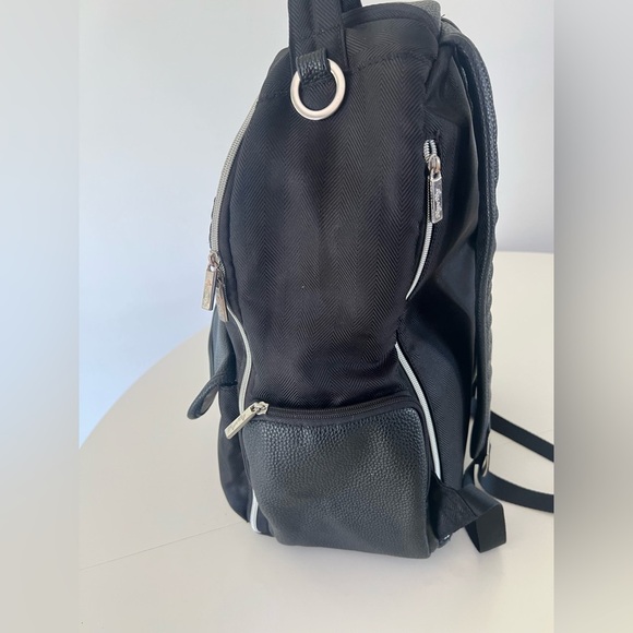 Itzy Ritzy Black Herringbone Boss Vegan Leather Backpack Diaper Bag - Picture 6 of 16